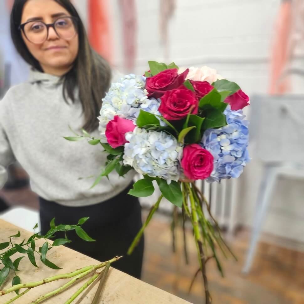 Spiral tied bouquet close-up