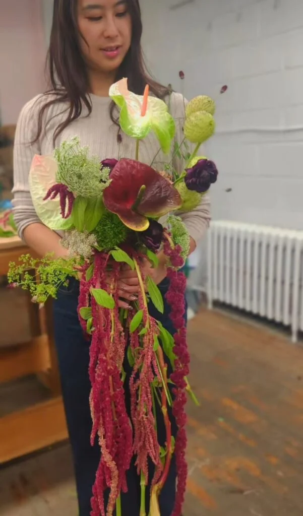 New school bridal bouquet detail