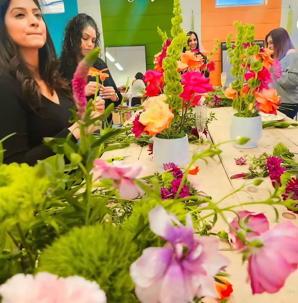 Contemporary garden style floral arrangement