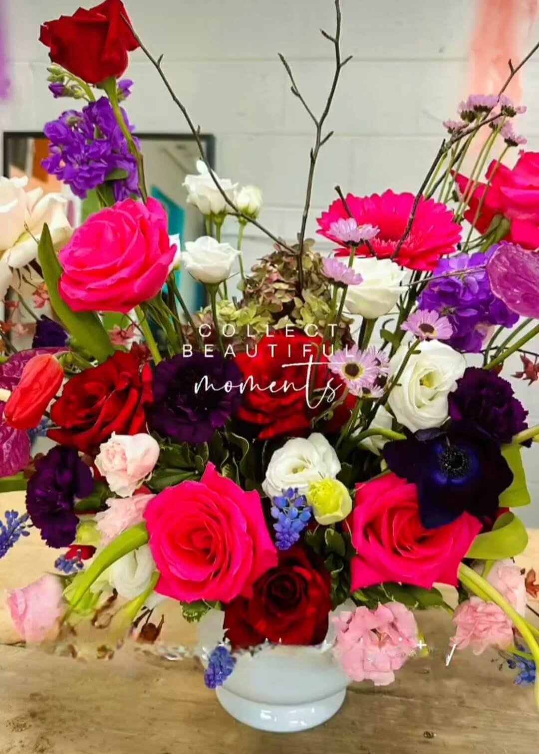 Table top arrangement at Toronto Flower School
