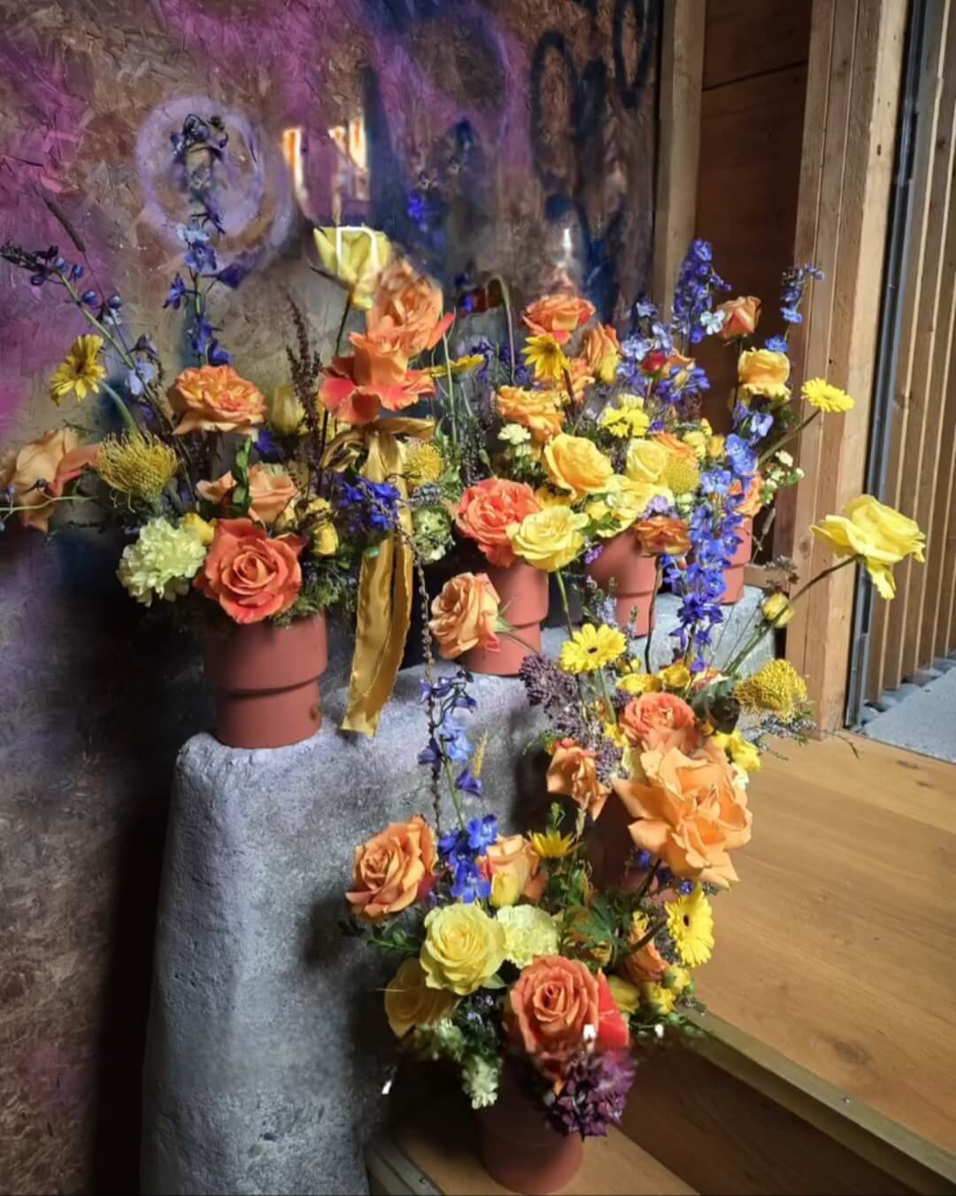 Contemporary floral design with reflexed blooms