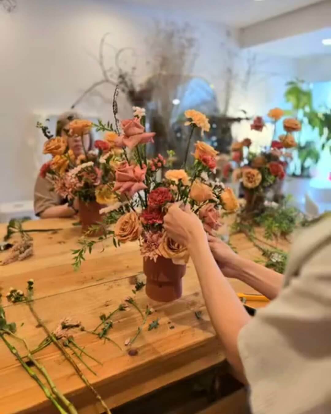 Garden style floral arrangement detail